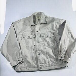 Eddie Bauer Denim Truckers Jacket 100% COTTON Wolf Large